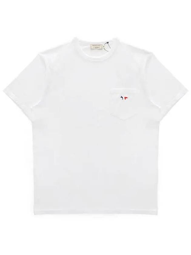 Tricolor Fox Patch Classic Pocket Short Sleeve T-Shirt White - MAISON KITSUNE - BALAAN 3