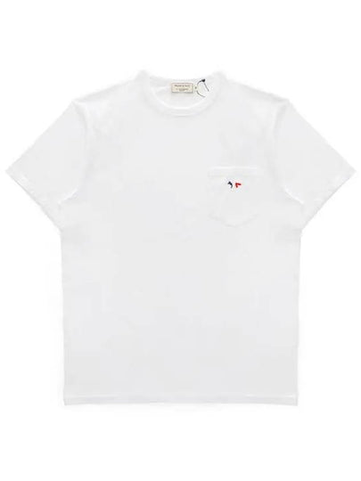 Tricolor Fox Patch Classic Pocket Short Sleeve T-Shirt White - MAISON KITSUNE - BALAAN 2