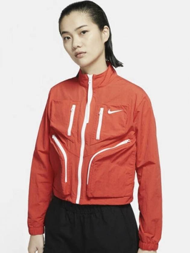 01CU6036632Women’sTech Woven JacketRed Orange - NIKE - BALAAN 1