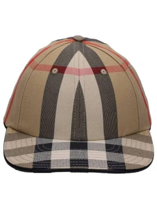 Embroidered logo check ball cap beige hat - BURBERRY - BALAAN 1