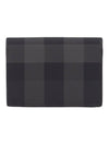 Men's Checked Leather Half Wallet Grey - BURBERRY - BALAAN 3