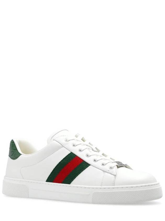 Ace Web Leather Low Top Sneakers White - GUCCI - BALAAN 3