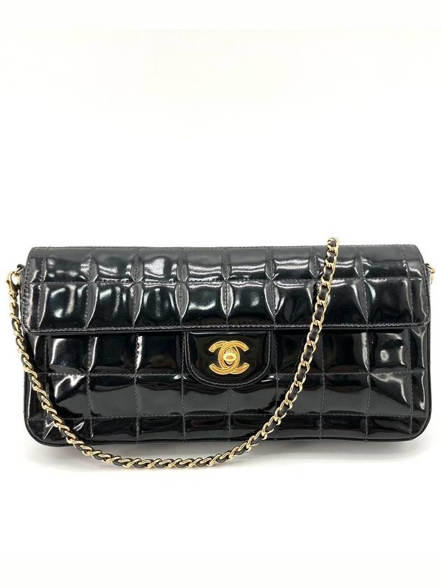 Patent chocolate bar shoulder bag gold - CHANEL - BALAAN 2