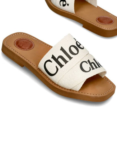 Woody Logo Flat Mule Slippers White - CHLOE - BALAAN 2