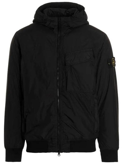 Wappen Patch Nylon Crinklips Hooded Jacket Black - STONE ISLAND - BALAAN 2