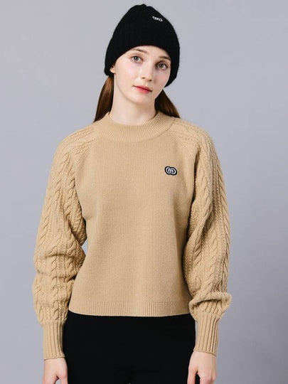 Cashmere Blended Cable Naglan Slit Jacquard Beige Knit DO6222KN01 - DOYOUKNOWMC GOLF WEAR - BALAAN 2