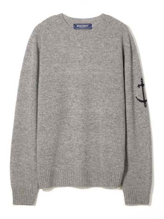 Wholegarment merino wool sweater gray - GUERNSEY WOOLLENS - BALAAN 1