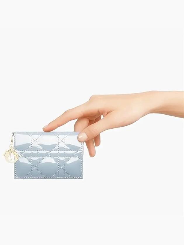 Lady Cannage Patent Calfskin Flap Card Wallet Cloud Blue - DIOR - BALAAN 7