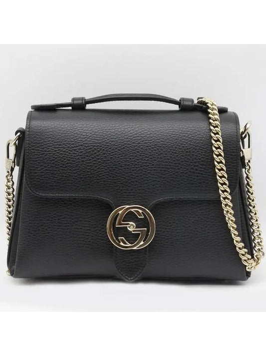 GG Interlocking Chain Small Top Handle Shoulder Bag Black - GUCCI - BALAAN 2