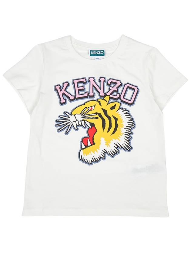 Kids Logo Print Short Sleeve T-Shirt White - KENZO - BALAAN 2