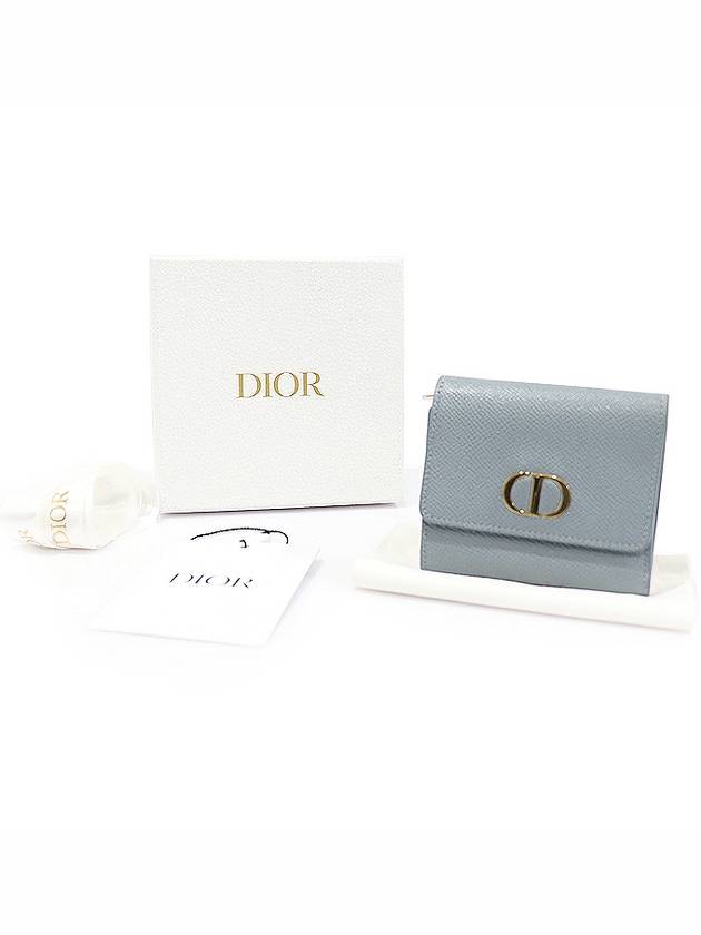 S2057OBAE Cloud Blue Calfskin 30 Montaine Lotus Half Wallet - DIOR - BALAAN 2