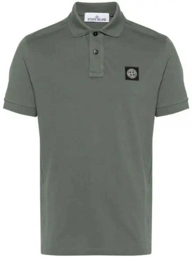 Pique Stretch Cotton Short Sleeve Polo Shirt Dark Green - STONE ISLAND - BALAAN 2