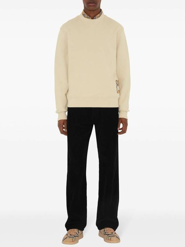 Check Label Cotton Sweatshirt Nutmeg - BURBERRY - BALAAN 3