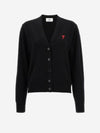 Heart Logo Wool Cardigan Black - AMI - BALAAN 2