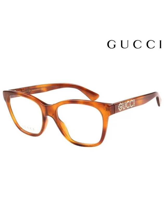 Eyewear Crystal Logo Glasses Havana Brown - GUCCI - BALAAN.