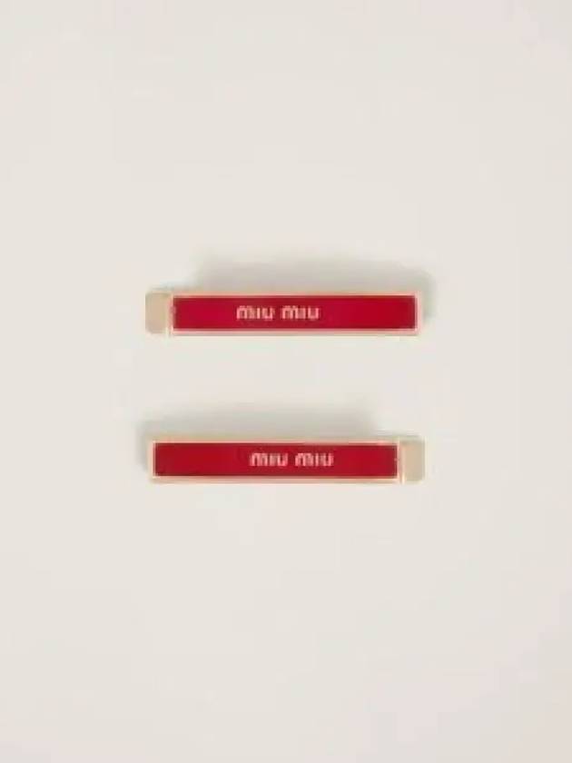 Engraved Logo Hair Pin Set Red - MIU MIU - BALAAN 2