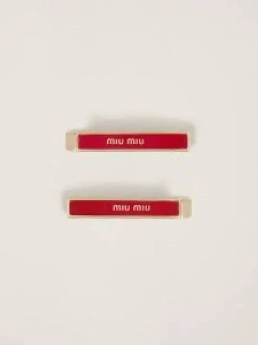 Engraved Logo Hair Pin Set Red - MIU MIU - BALAAN 2