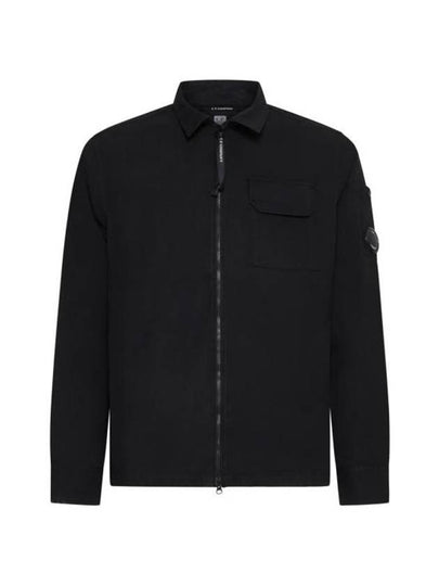 Oversized Organic Gabardine Long Sleeve Shirt Black - CP COMPANY - BALAAN 2