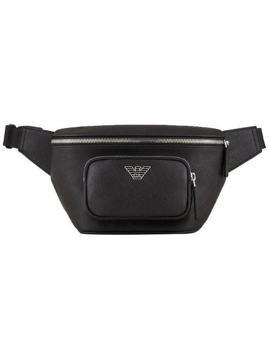 Men's Reclamed Leather Eagle Putty Belt Bag Black - EMPORIO ARMANI - BALAAN 2