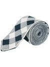 Gingham Check Silk Jacquard Neck Tie White Black - THOM BROWNE - BALAAN 4