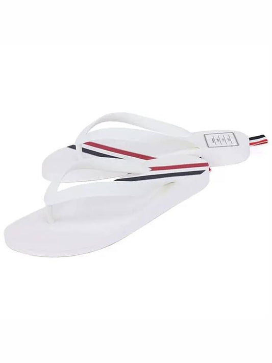 Signature Stripe Rubber Flip Flops White - THOM BROWNE - BALAAN 2
