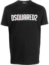 Logo Print Short Sleeve T Shirt Black - DSQUARED2 - BALAAN 1