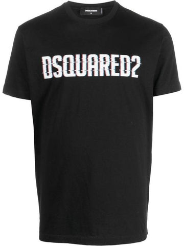 Logo Print Short Sleeve T Shirt Black - DSQUARED2 - BALAAN 1