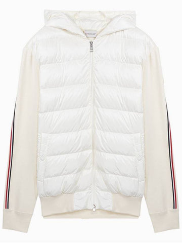 Logo Patch Padded Wool Hooded Jacket White - MONCLER - BALAAN 1