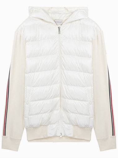 Logo Patch Padded Wool Hooded Jacket White - MONCLER - BALAAN 1