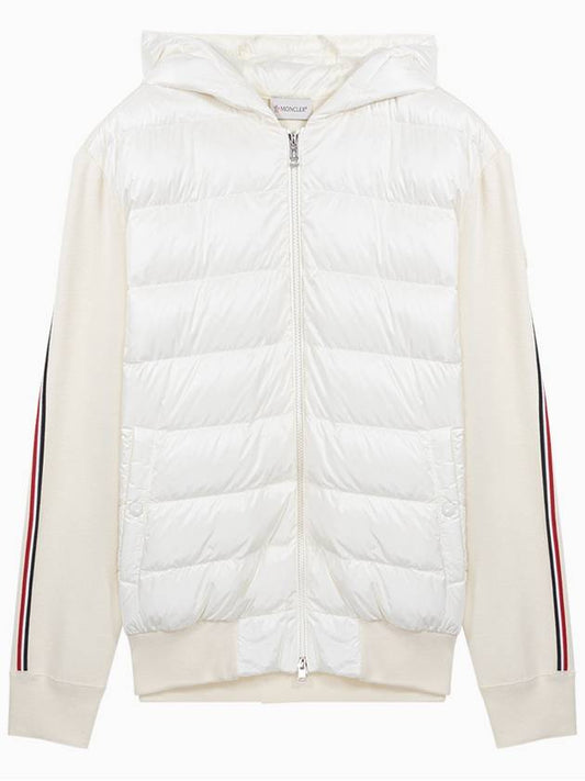 Logo Patch Padded Wool Hooded Jacket White - MONCLER - BALAAN 1