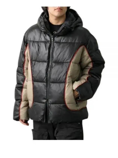 W Ostend Shiny Ripstop Hooded Puffer Padding Black Beige - DIESEL - BALAAN 2