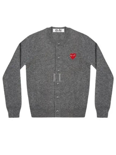 Heart Wappen Wool Cardigan Charcoal Grey - COMME DES GARCONS - BALAAN 2