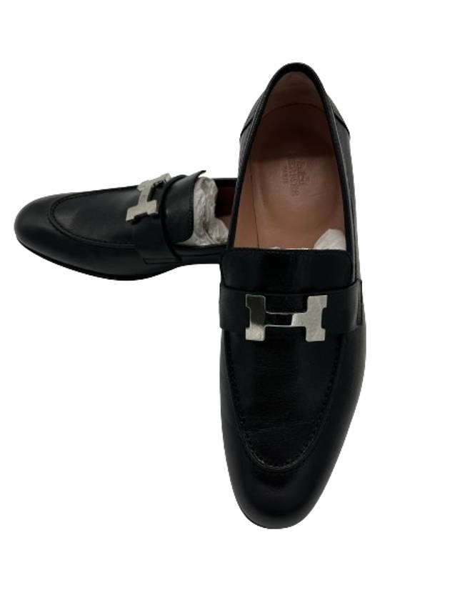 Paris Loafers Goatskin Palladium Noir - HERMES - BALAAN 5