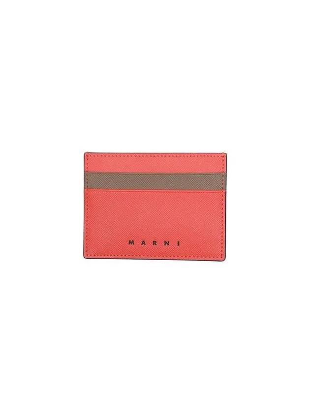 Bicolor Leather Card Wallet Red - MARNI - BALAAN 2