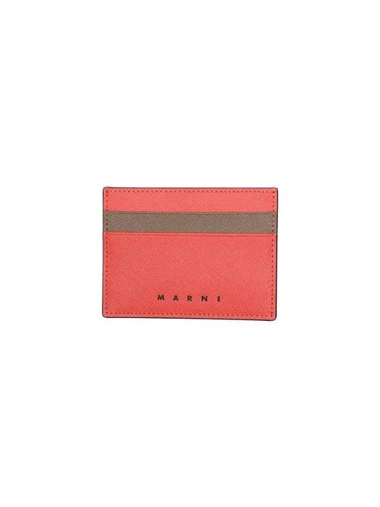 Bicolor Leather Card Wallet Red - MARNI - BALAAN 2