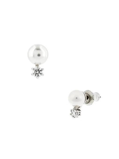 Matrix Stud Rhodium Plated Earrings White - SWAROVSKI - BALAAN 2