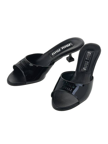 Patent Leather Sandals Hells Black - MIU MIU - BALAAN 1