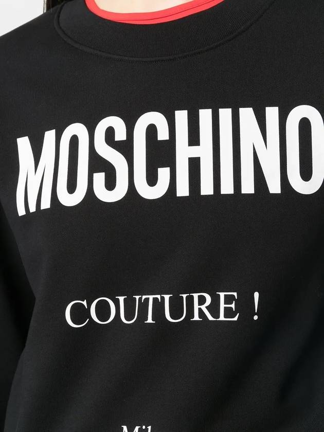 Logo Print Cotton Sweatshirt Black - MOSCHINO - BALAAN 3