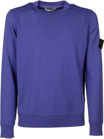 Light Wool Crewneck Knit Top Blue - STONE ISLAND - BALAAN 1