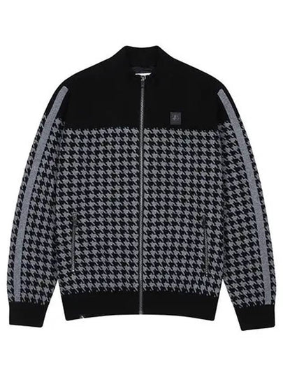 Men s houndstooth jacquard pattern knit cardigan 2814GXKW BLACK - BLACK&WHITE - BALAAN 2