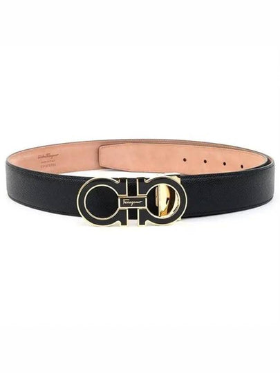 Gancini Metal Logo Leather Belt Black - SALVATORE FERRAGAMO - BALAAN 2