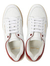 Crack Lace Up Calf Leather Low Top Sneakers White Red - SAINT LAURENT - BALAAN 3