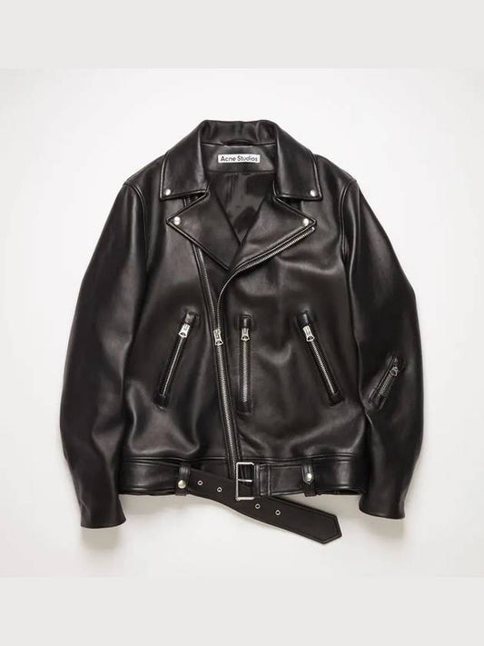 Zipper Detail Leather Jacket Black - ACNE STUDIOS - BALAAN 2