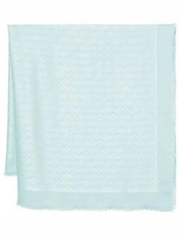 Silk Wool Shawl Scarf Light Blue - FENDI - BALAAN 2