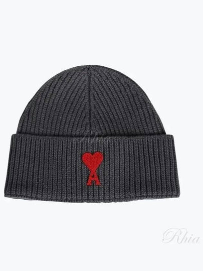 Embroidered Logo Wool Beanie Grey - AMI - BALAAN 2