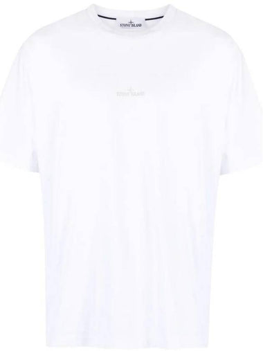 Logo Print Short Sleeve T-Shirt White - STONE ISLAND - BALAAN 1