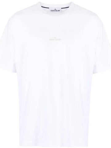 Logo Print Short Sleeve T-Shirt White - STONE ISLAND - BALAAN 1