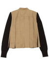 Cotton Gabardine Knit Cardigan Beige Black - SACAI - BALAAN 3