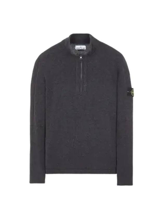 Wappen Patch Lambswool Half-Zip Knit Top Grey - STONE ISLAND - BALAAN 2