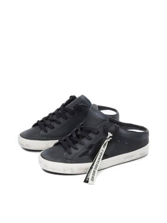 Superstar Sabot Suede Low Top Sneakers Black - GOLDEN GOOSE - BALAAN 1